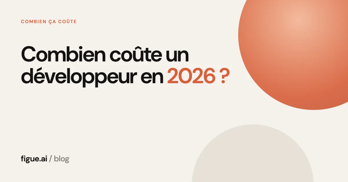 Couverture titrée Combien coûte un développeur en 2026, sur fond sable avec un disque orange.