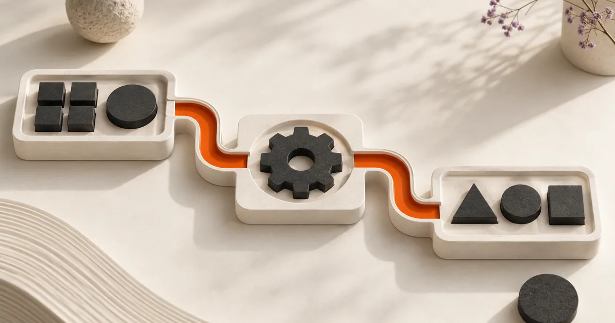 Trois plateaux sur mesure reliés par un canal orange.