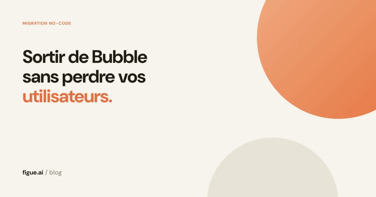 Couverture titrée Sortir de Bubble sans perdre vos utilisateurs, sur fond sable avec un disque orange.