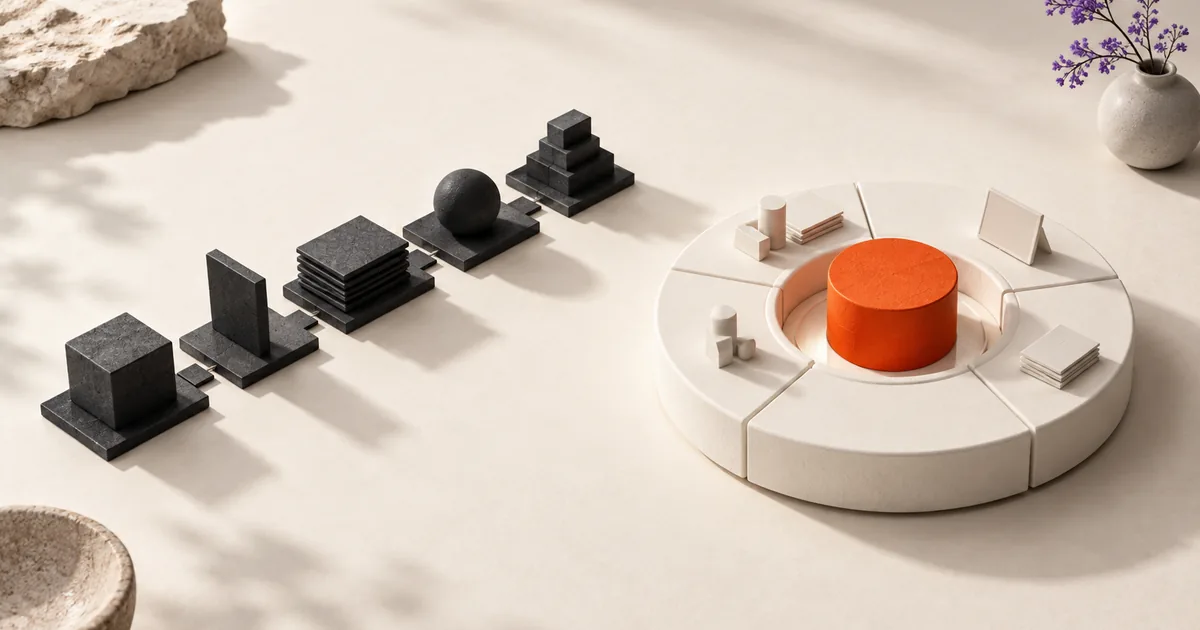 Des postes séparés à côté d’un atelier circulaire intégré.