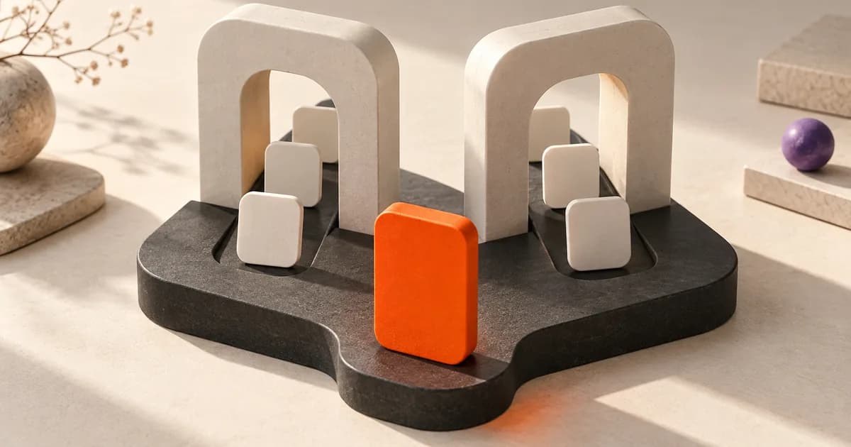 Une tuile d’application orange devant deux portails de publication.