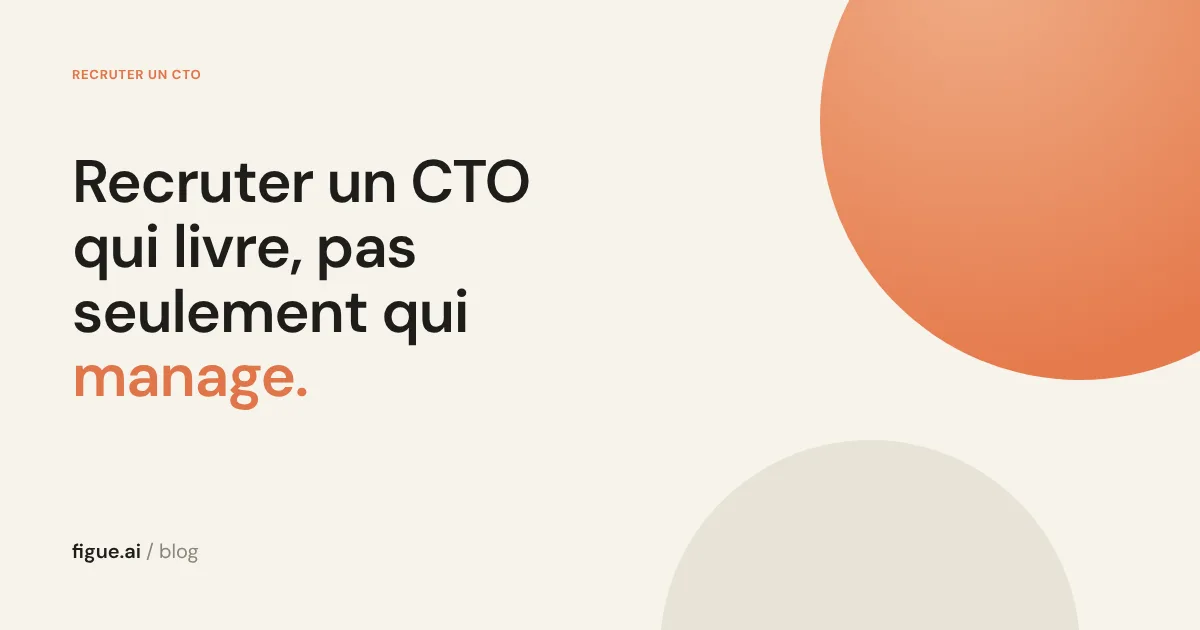 Couverture titrée Recruter un CTO qui livre, sur fond sable avec un disque orange.
